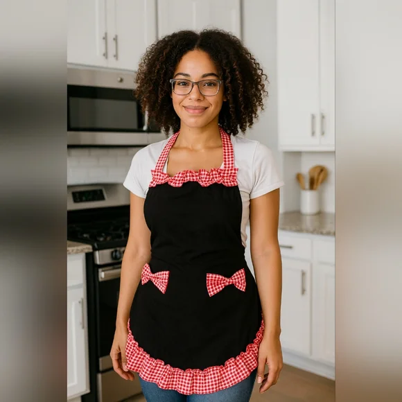 Black and Red Checkered Apron - Picture 2 of 2